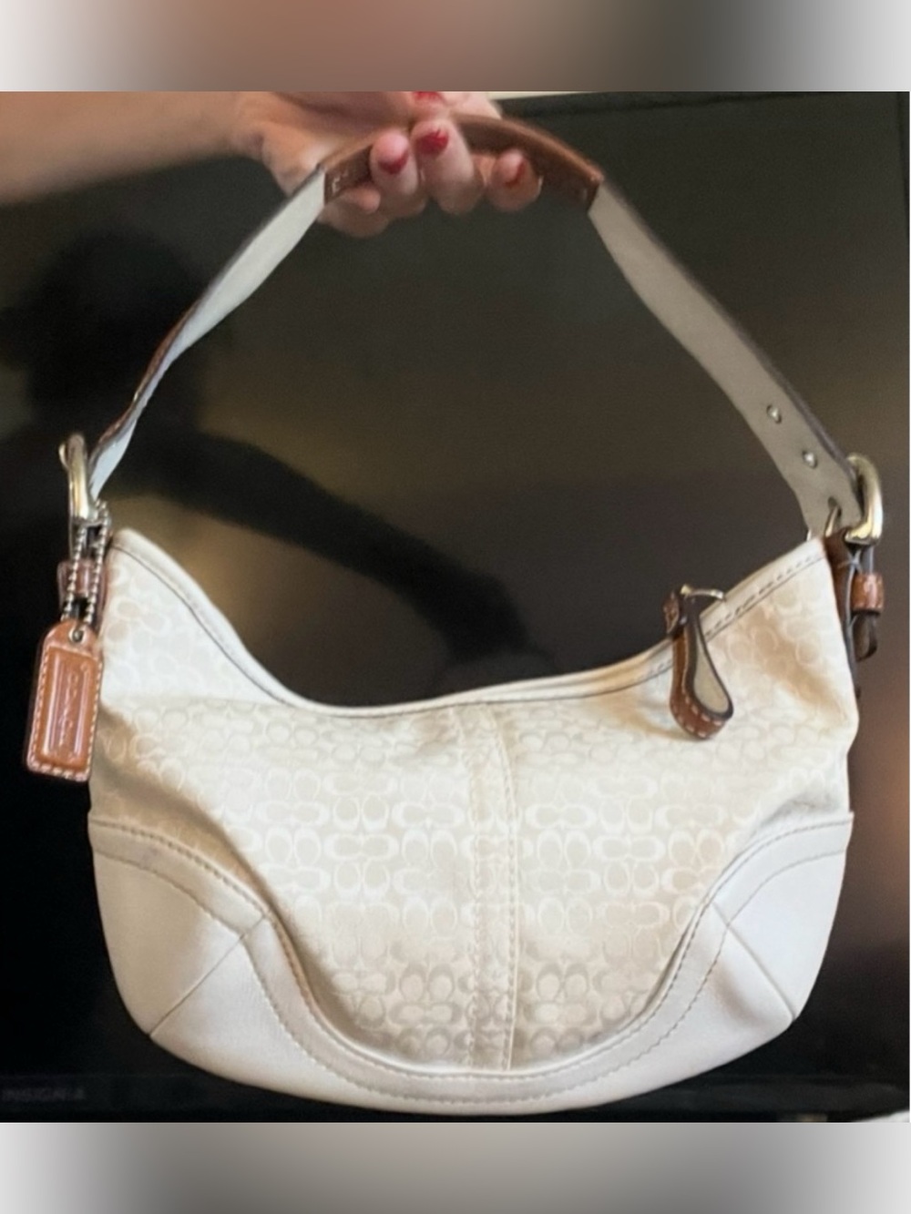 COACH VTG Y2K Signature Soho Mini Hobo Bag Cream White #6351 Excellent Condition